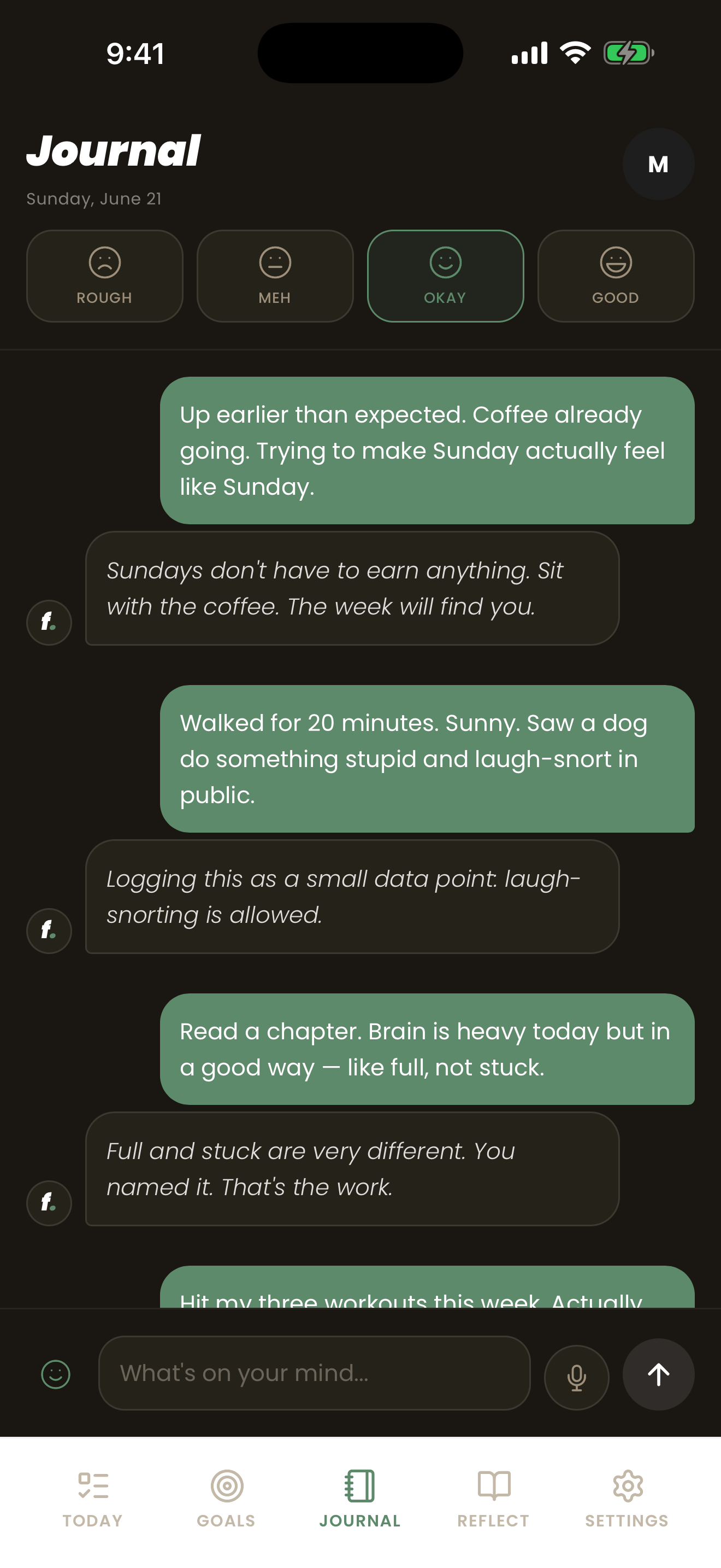 Journal screen